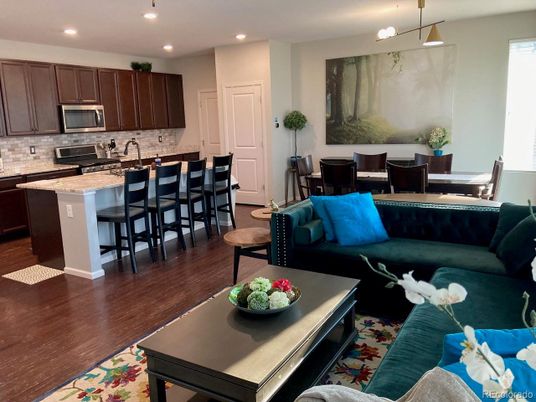 Dining room, Interior, Kitchen, Living room, Pendant Lights, Recessed Lighting, Wood Texture Flooring