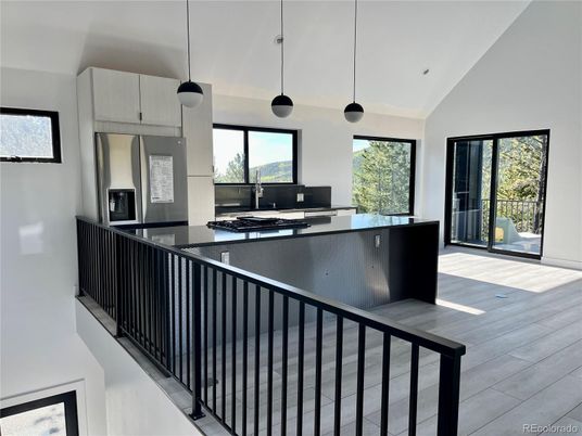 Interior, Kitchen, Pendant Lights, Wood Texture Flooring