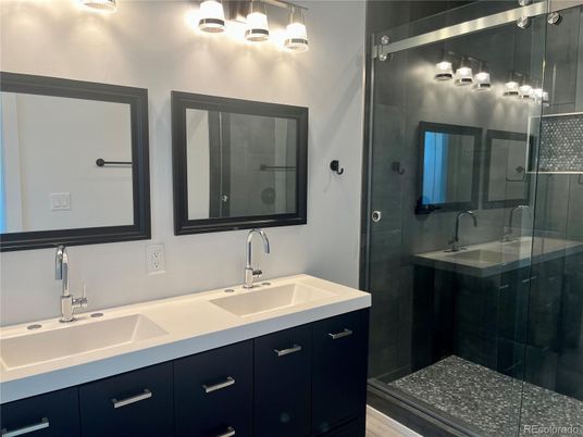 Bathroom, Dual Sink Vanities, Glass Shower, Interior