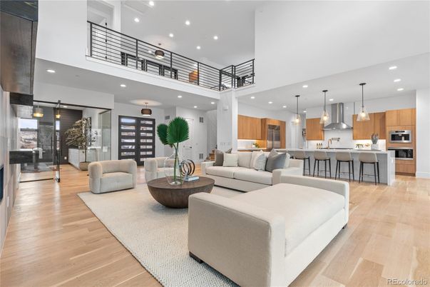 Interior, Kitchen, Living room, Pendant Lights, Recessed Lighting, Stainless Steel Appliances, Wood Texture Flooring