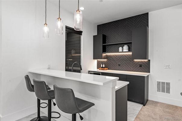 Interior, Kitchen, Marble, Pendant Lights, Recessed Lighting