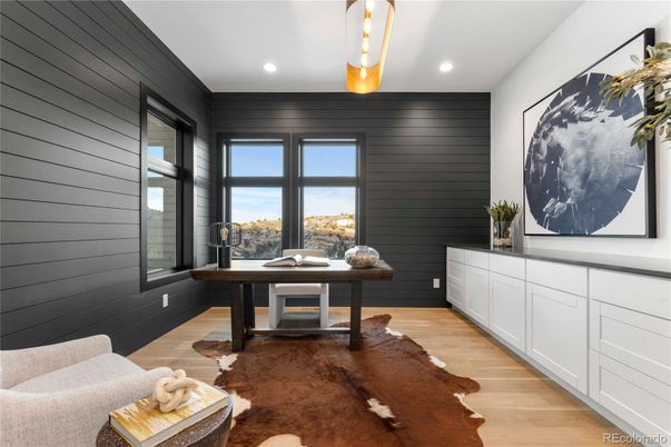 Home Office, Interior, Recessed Lighting, Wood Texture Flooring