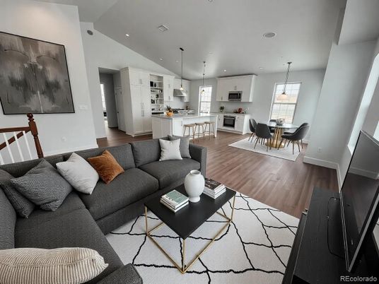 Dining room, Interior, Kitchen, Living room, Pendant Lights, Recessed Lighting, Wood Texture Flooring