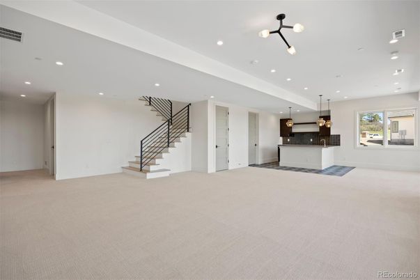 Empty room, Interior, Kitchen, Pendant Lights, Recessed Lighting