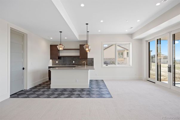 Empty room, Interior, Kitchen, Pendant Lights, Recessed Lighting
