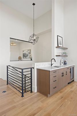 Interior, Kitchen, Pendant Lights, Wood Texture Flooring