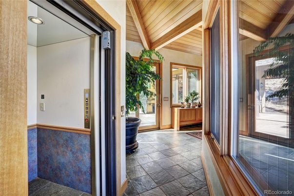 Elevator, Interior, Wooden Beams, Wooden Ceilings