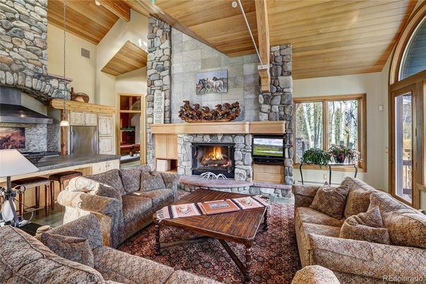 Fireplace, Interior, Living room, Pendant Lights, Stone Walls, Wooden Beams, Wooden Ceilings