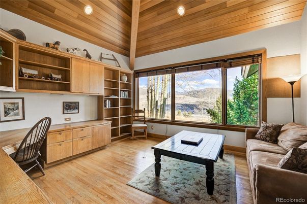 Home Office, Interior, Recessed Lighting, Wooden Ceilings, Wood Texture Flooring