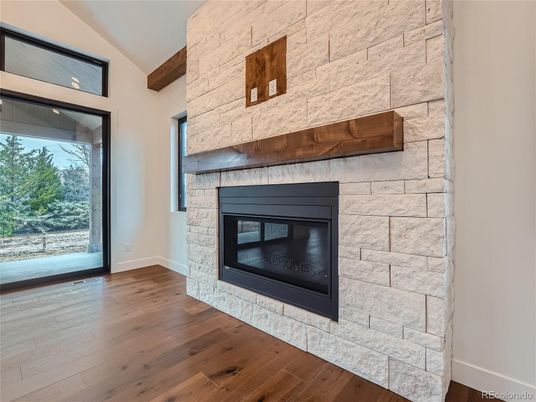 Fireplace, Interior, Stone Walls, Wooden Beams, Wood Texture Flooring