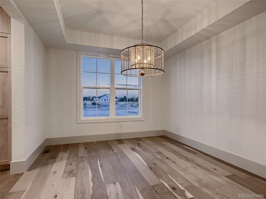 Empty room, Interior, Pendant Lights, Wood Texture Flooring