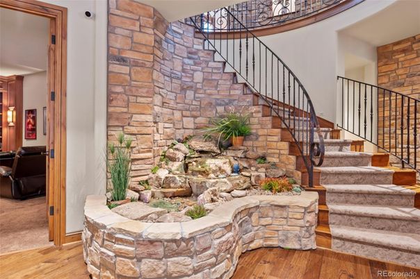 Interior, Stone Walls, Wood Texture Flooring
