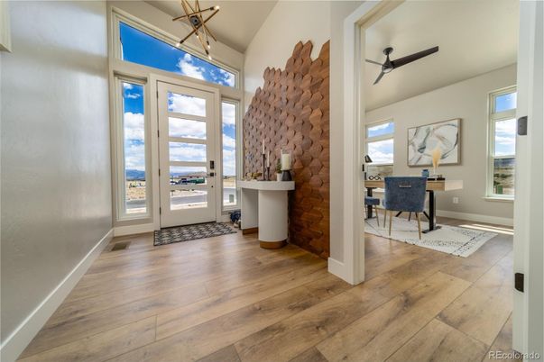 Home Office, Interior, Pendant Lights, Wood Texture Flooring