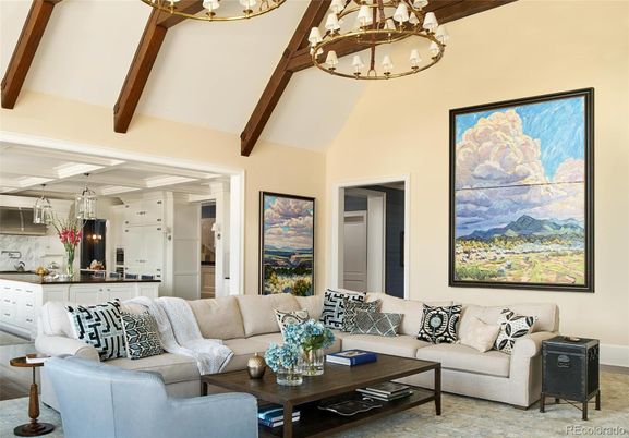 Chandelier, Interior, Kitchen, Living room, Pendant Lights, Wooden Beams