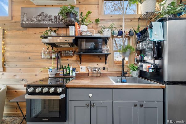 Interior, Kitchen, Stainless Steel Appliances, Wooden Walls