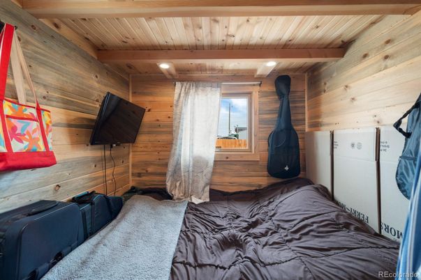 Bedroom, Interior, Recessed Lighting, Wooden Beams, Wooden Ceilings, Wooden Walls