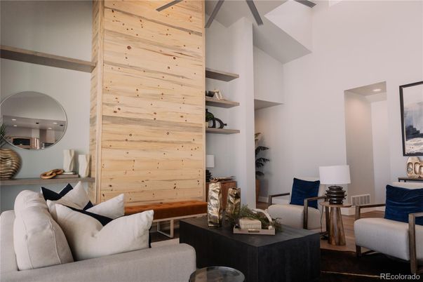 Interior, Living room, Recessed Lighting, Wooden Walls