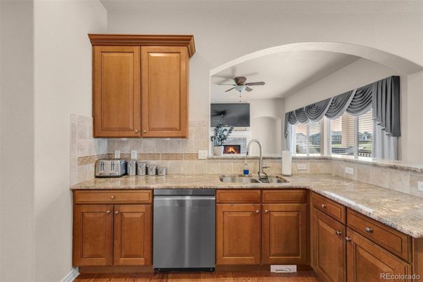 Fireplace, Interior, Kitchen, Wood Texture Flooring