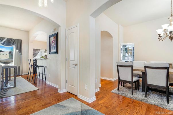 Chandelier, Dining room, Interior, Wood Texture Flooring