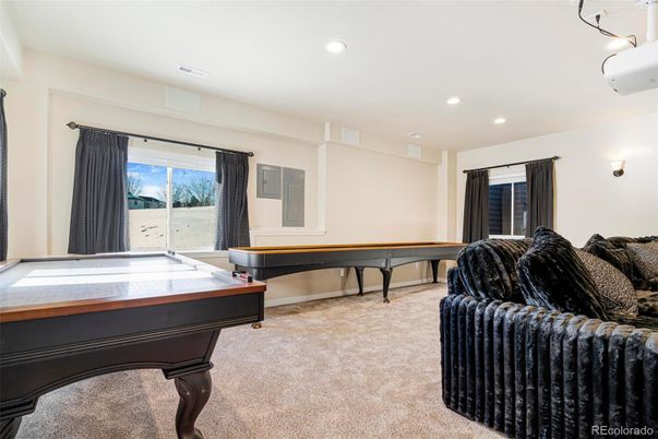 Billiard Table, Game Room, Interior, Recessed Lighting