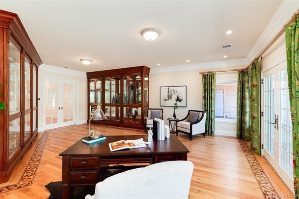 Home Office, Interior, Recessed Lighting, Wood Texture Flooring