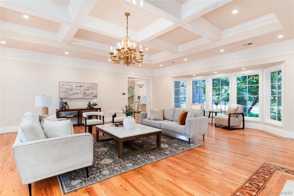 Chandelier, Interior, Living room, Recessed Lighting, Wood Texture Flooring
