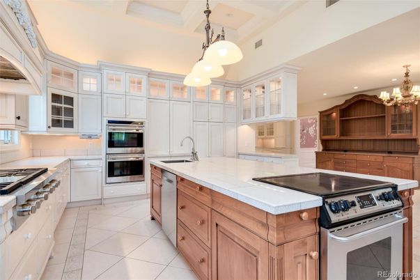 Interior, Kitchen, Pendant Lights, Recessed Lighting, Stainless Steel Appliances, Tile Countertops