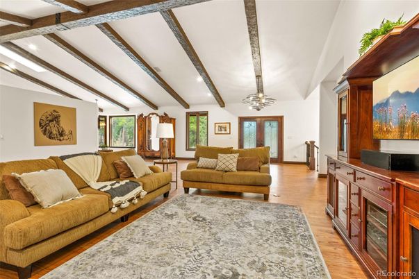Fireplace, Interior, Living room, Wooden Beams, Wood Texture Flooring