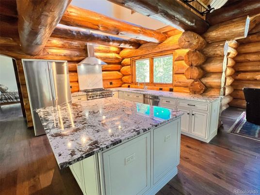 Interior, Kitchen, Stainless Steel Appliances, Wooden Beams, Wood Texture Flooring