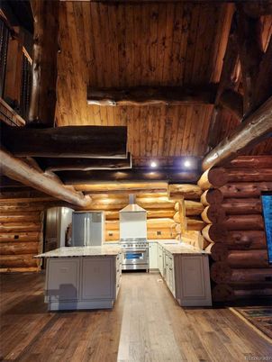 Interior, Kitchen, Recessed Lighting, Wooden Beams, Wooden Ceilings, Wood Texture Flooring, Wooden Walls