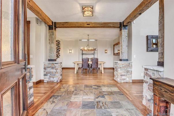 Chandelier, Dining room, Interior, Wood Texture Flooring