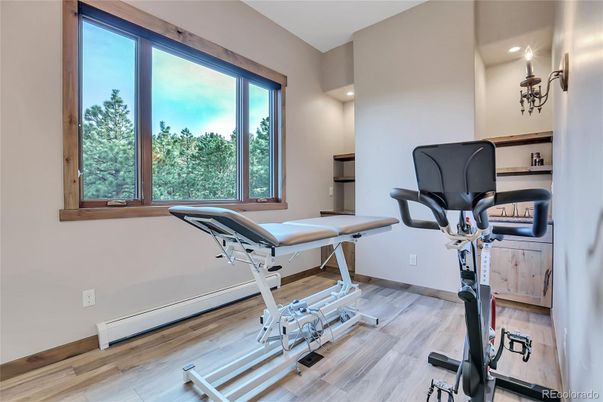 Fitness Equipment, Interior, Recessed Lighting, Wood Texture Flooring