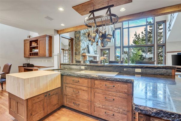 Interior, Kitchen, Recessed Lighting, Wooden Beams, Wood Texture Flooring