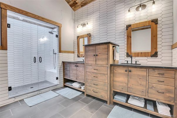 Bathroom, Dual Sink Vanities, Glass Shower, Interior