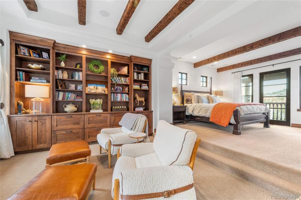 Bedroom, Interior, Recessed Lighting, Wooden Beams