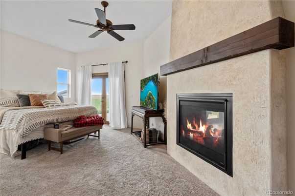 Bedroom, Fireplace, Interior