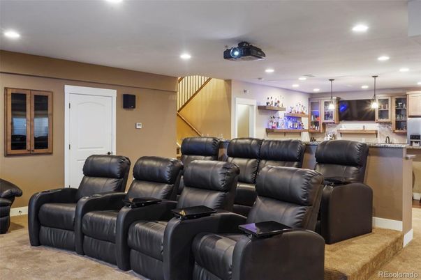 Home Theatre Room, Interior, Pendant Lights, Recessed Lighting, Theatre Room