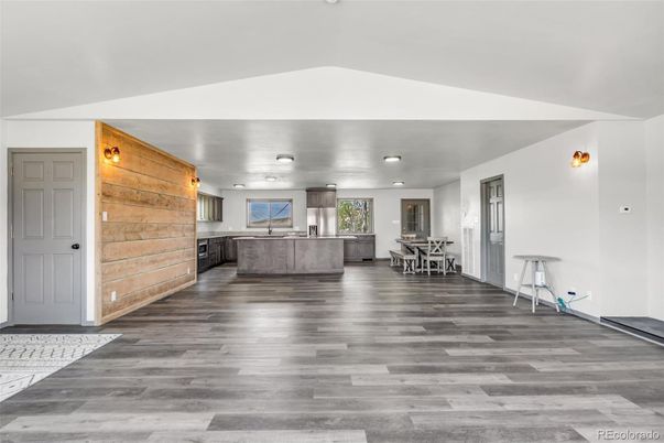 Dining room, Interior, Wood Texture Flooring, Wooden Walls