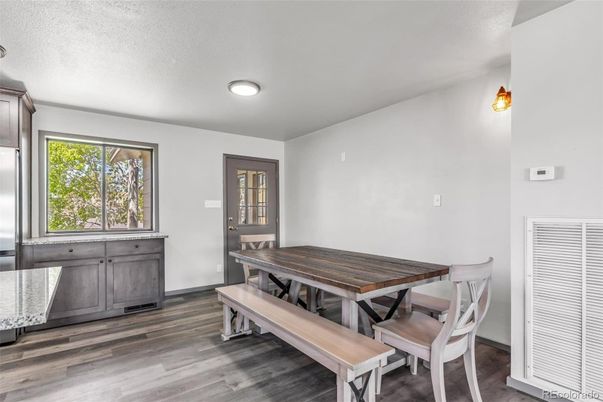 Dining room, Interior, Wood Texture Flooring