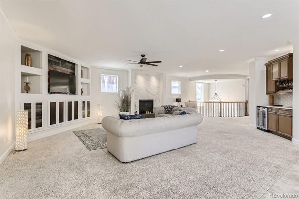 Fireplace, Interior, Living room, Recessed Lighting