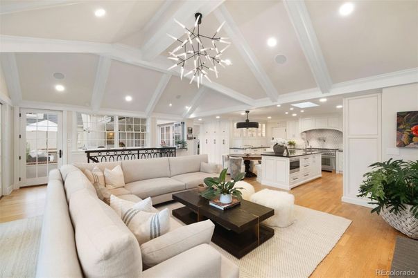 Interior, Kitchen, Living room, Pendant Lights, Recessed Lighting, Stainless Steel Appliances, Wood Texture Flooring