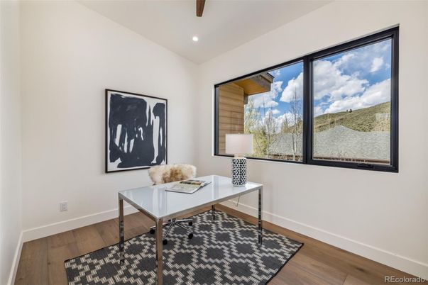 Home Office, Interior, Recessed Lighting, Wood Texture Flooring