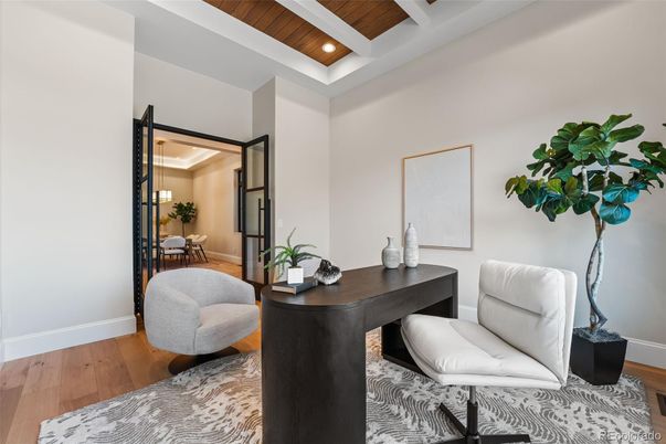 Home Office, Interior, Recessed Lighting, Wooden Ceilings, Wood Texture Flooring