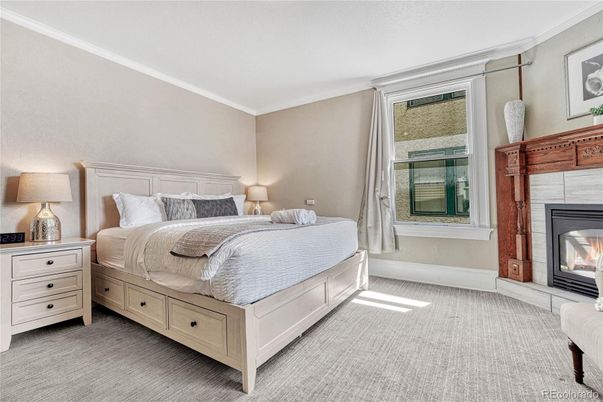 Bedroom, Fireplace, Interior