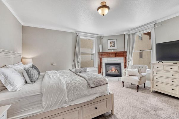 Bedroom, Fireplace, Interior