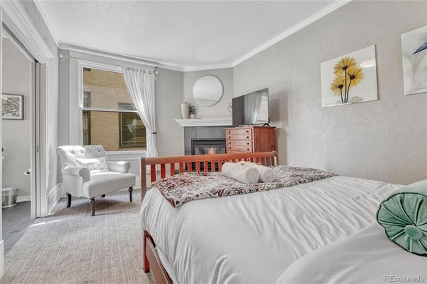 Bedroom, Fireplace, Interior