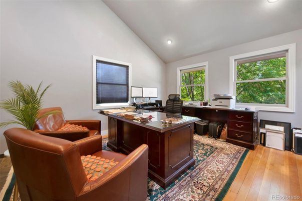 Home Office, Interior, Recessed Lighting, Wood Texture Flooring
