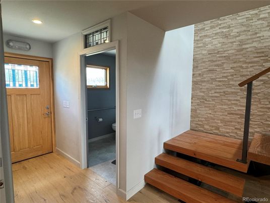 Bathroom, Interior, Recessed Lighting, Wood Texture Flooring