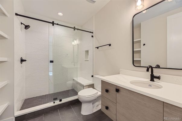 Bathroom, Glass Shower, Interior, Recessed Lighting