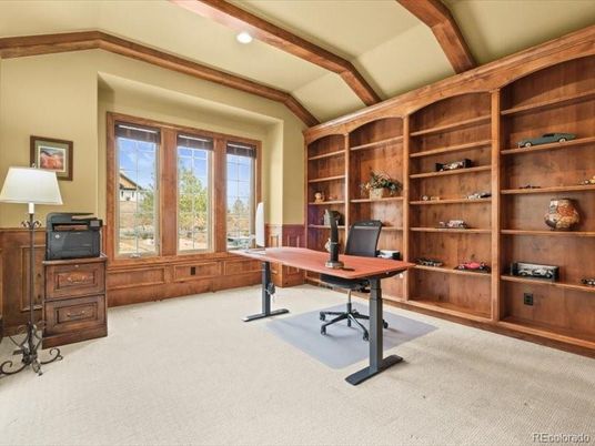 Home Office, Interior, Recessed Lighting, Wooden Beams